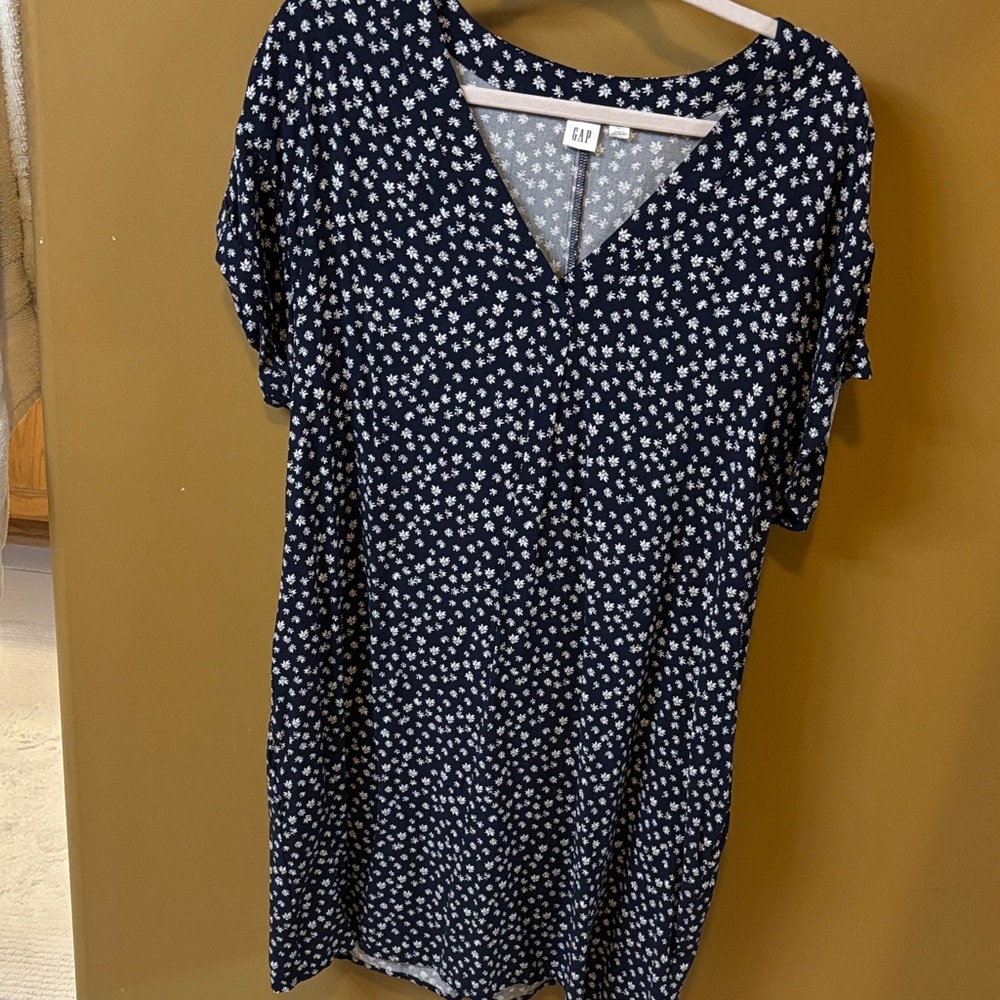 GAP Dark Blue Dress with White Floral Design
